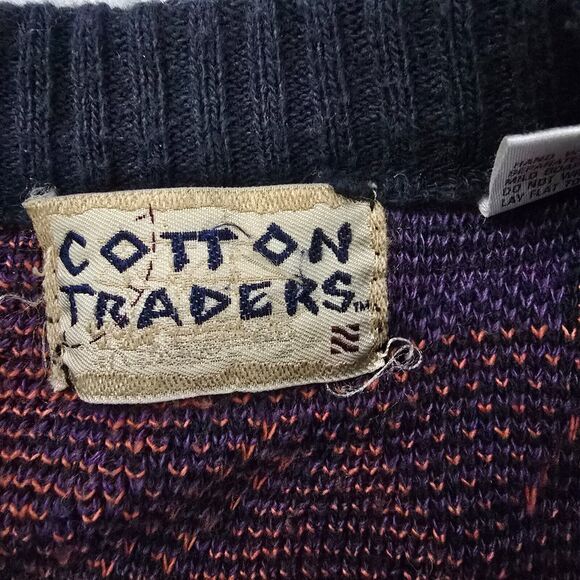 Cotton Traders Vintage Coogi Style 3D Knit Sweater Multicolor Abstract Men's L - Picture 8 of 10